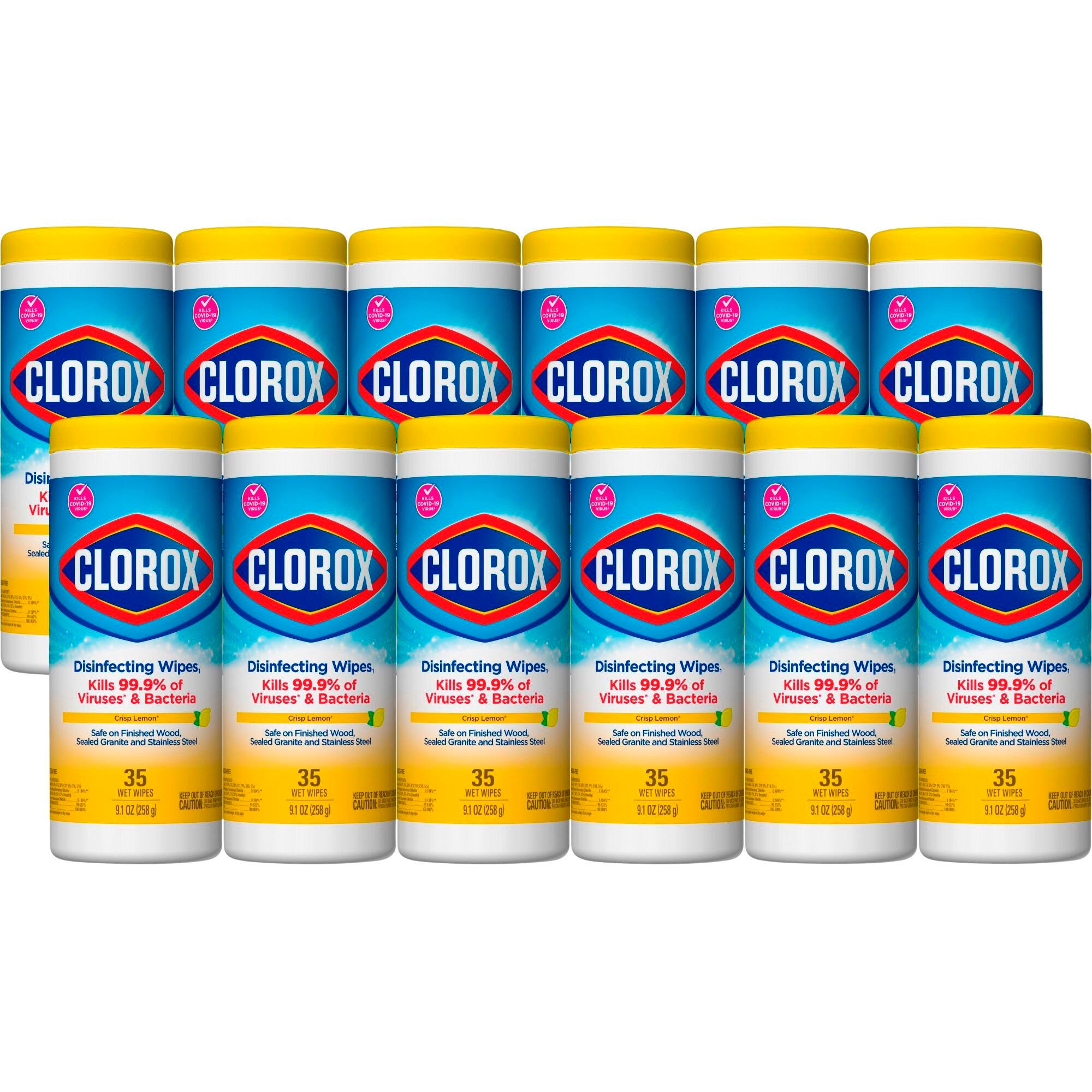 Clorox Disinfecting Wipes, Bleach Free, Crisp Lemon Scent, 35 Count, Case of 12, Item Number 2050051